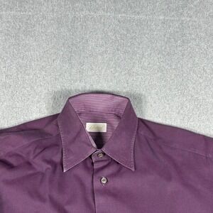 Brioni Long Sleeve Button Up Dress Shirt Men's Large Purple Italy Cotton